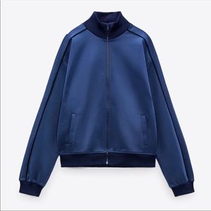 NWT Zara Blue Full Zip Retro Jacket Sz:S